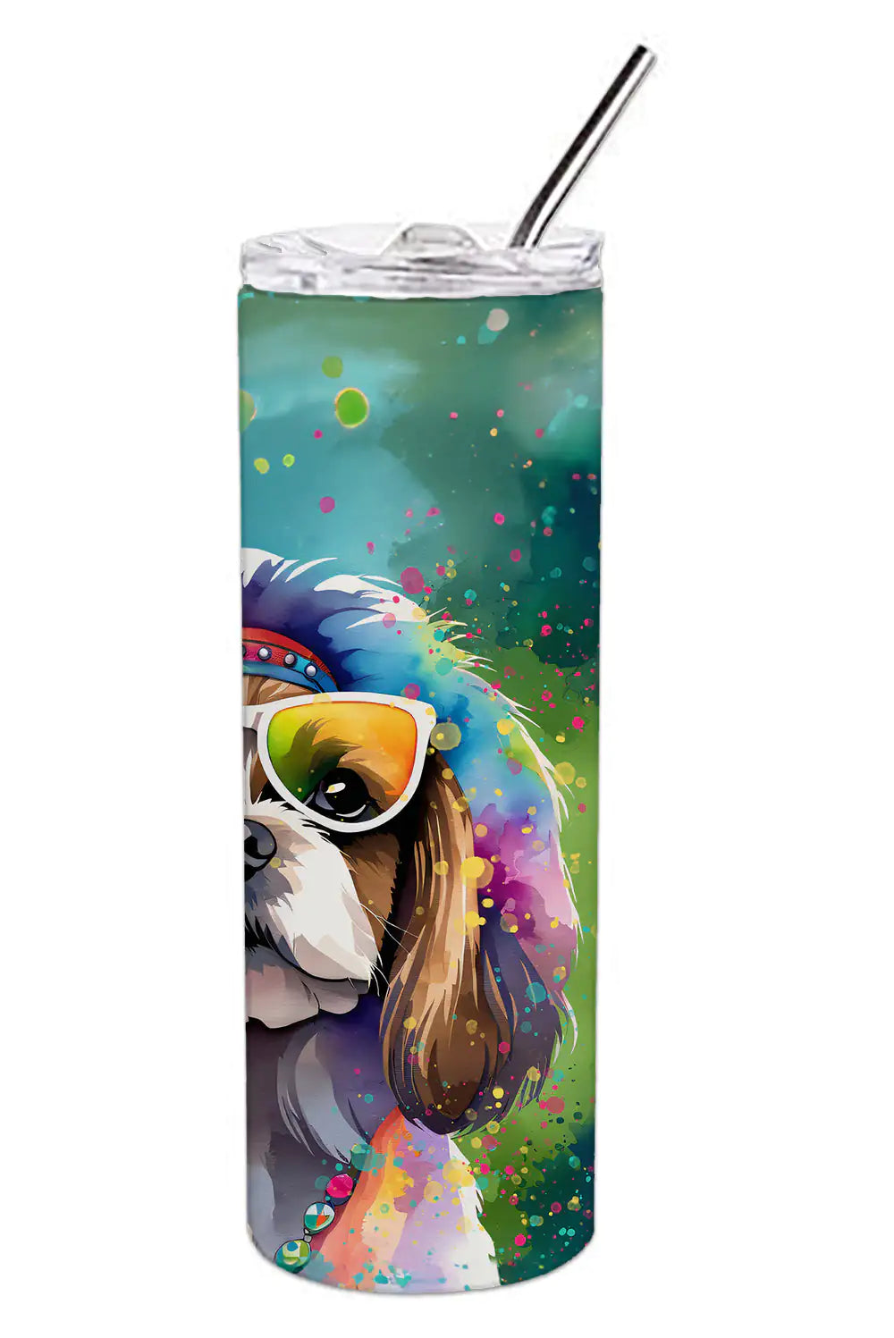 Shih Tzu Hippie Dawg Stainless Steel Skinny Tumbler