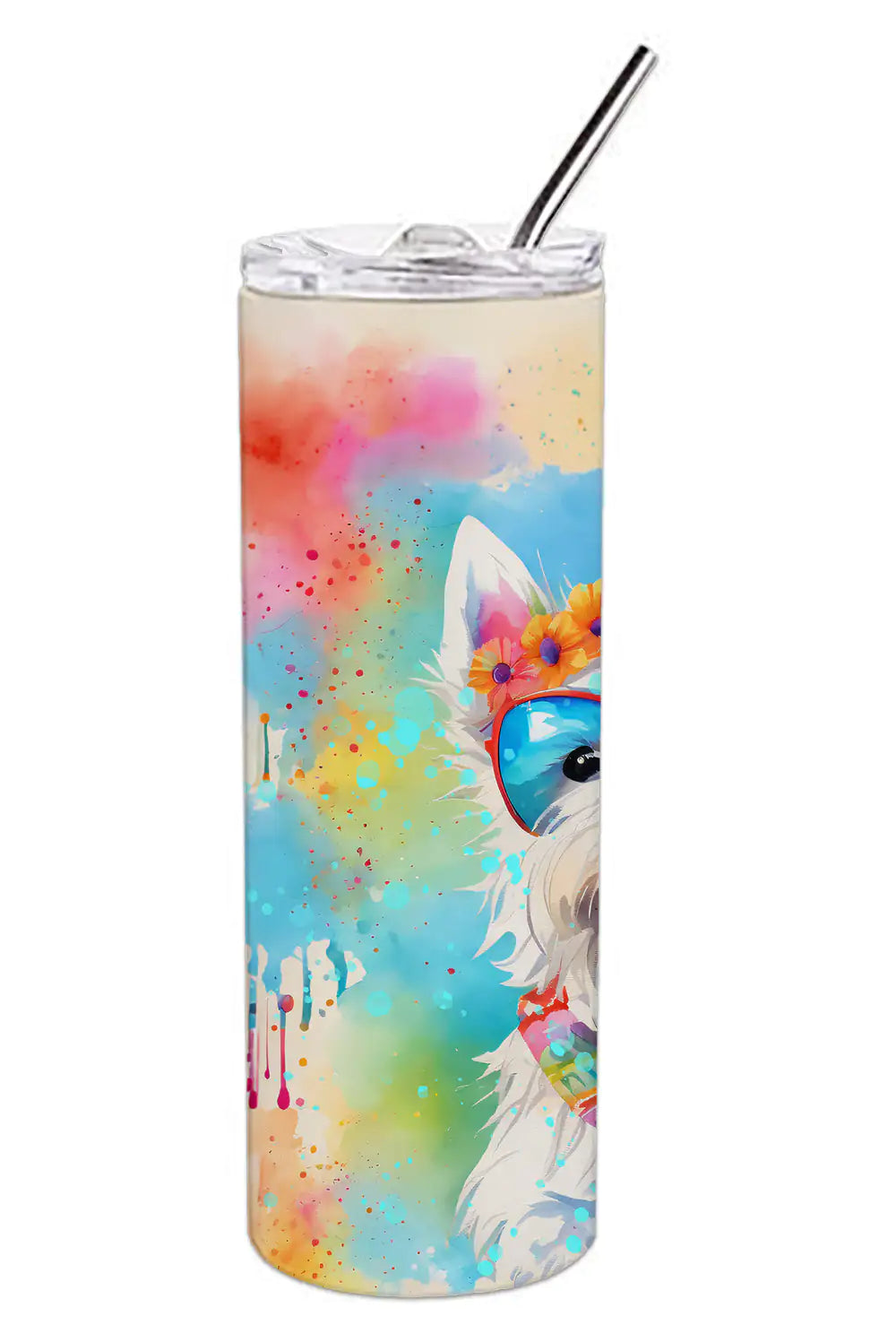 Westie Hippie Dawg Stainless Steel Skinny Tumbler