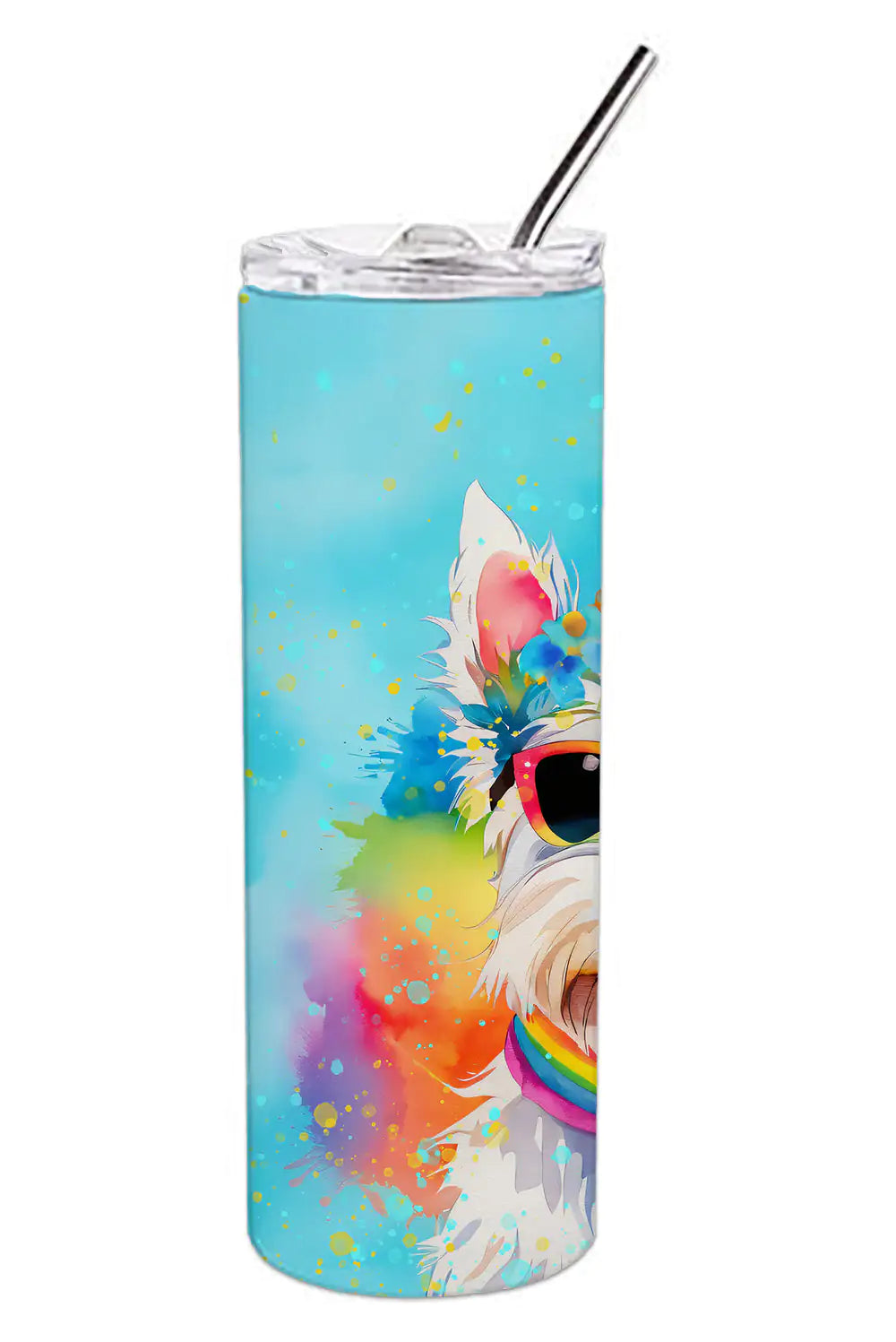 Westie Hippie Dawg Stainless Steel Skinny Tumbler