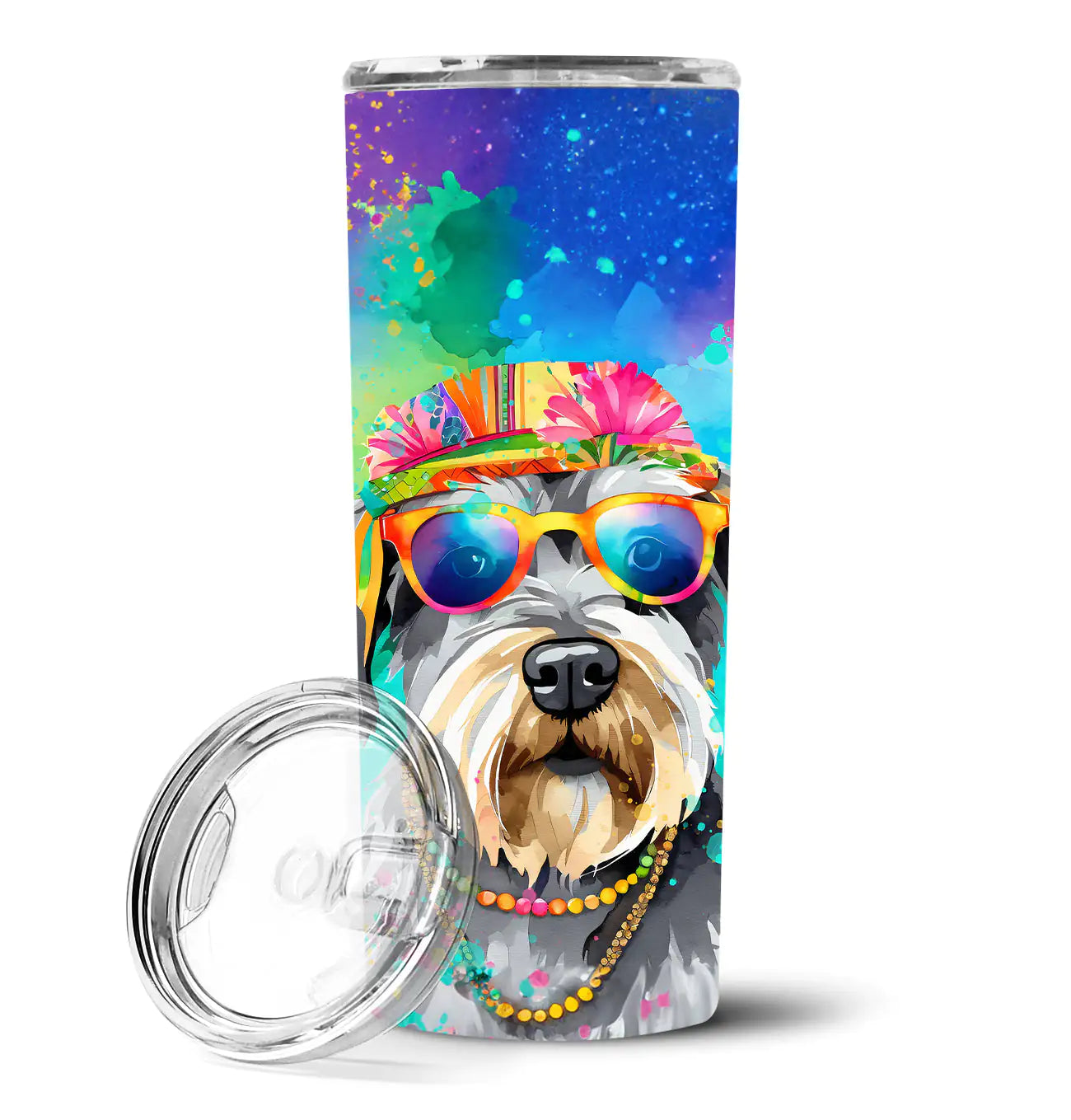 Schnauzer Hippie Dawg Stainless Steel Skinny Tumbler