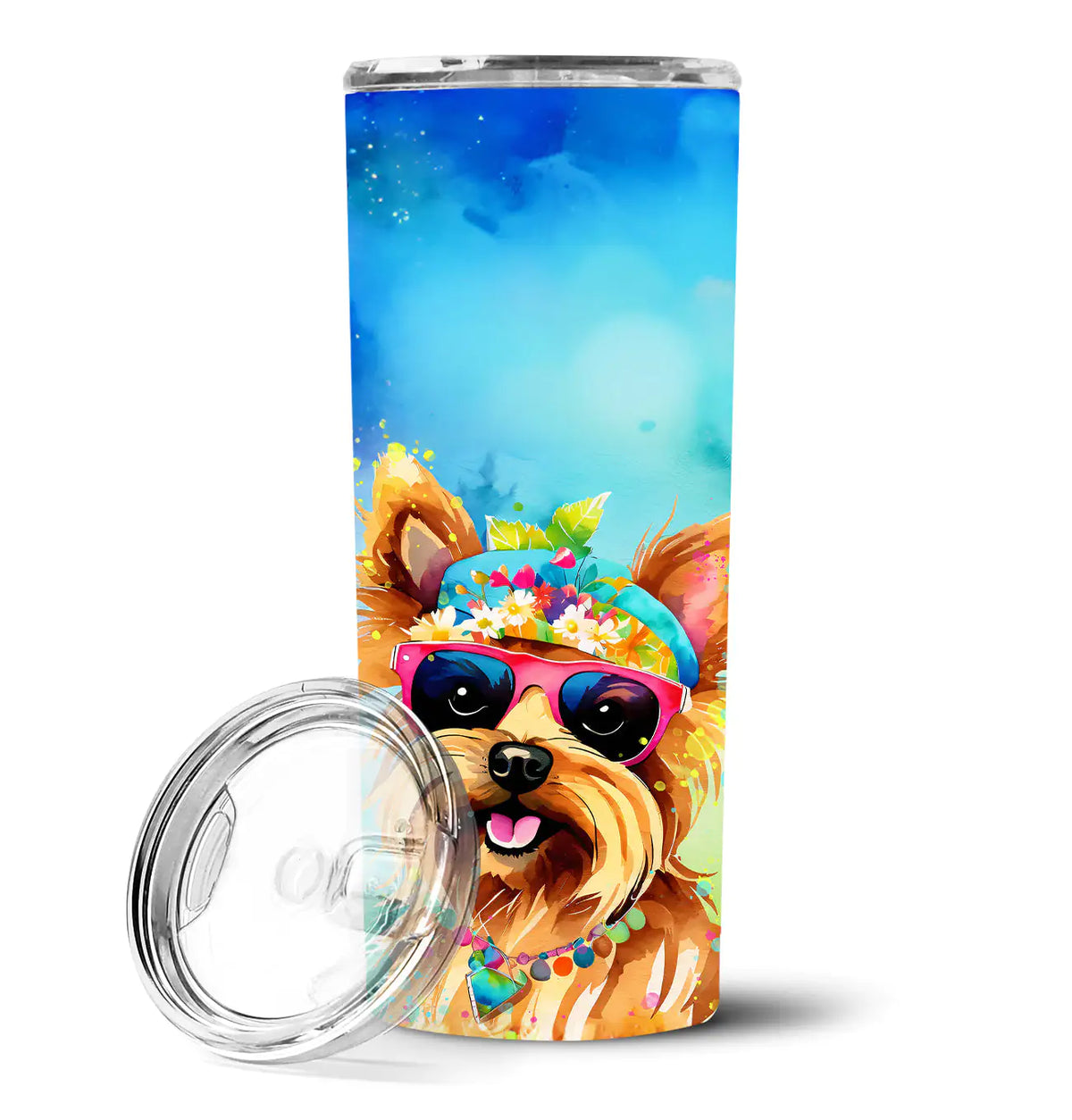 Yorkshire Terrier Hippie Dawg Stainless Steel Skinny Tumbler