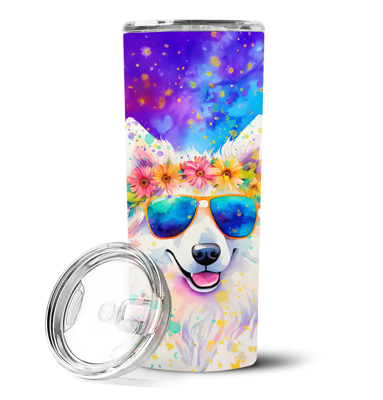 Samoyed Hippie Dawg Stainless Steel Skinny Tumbler