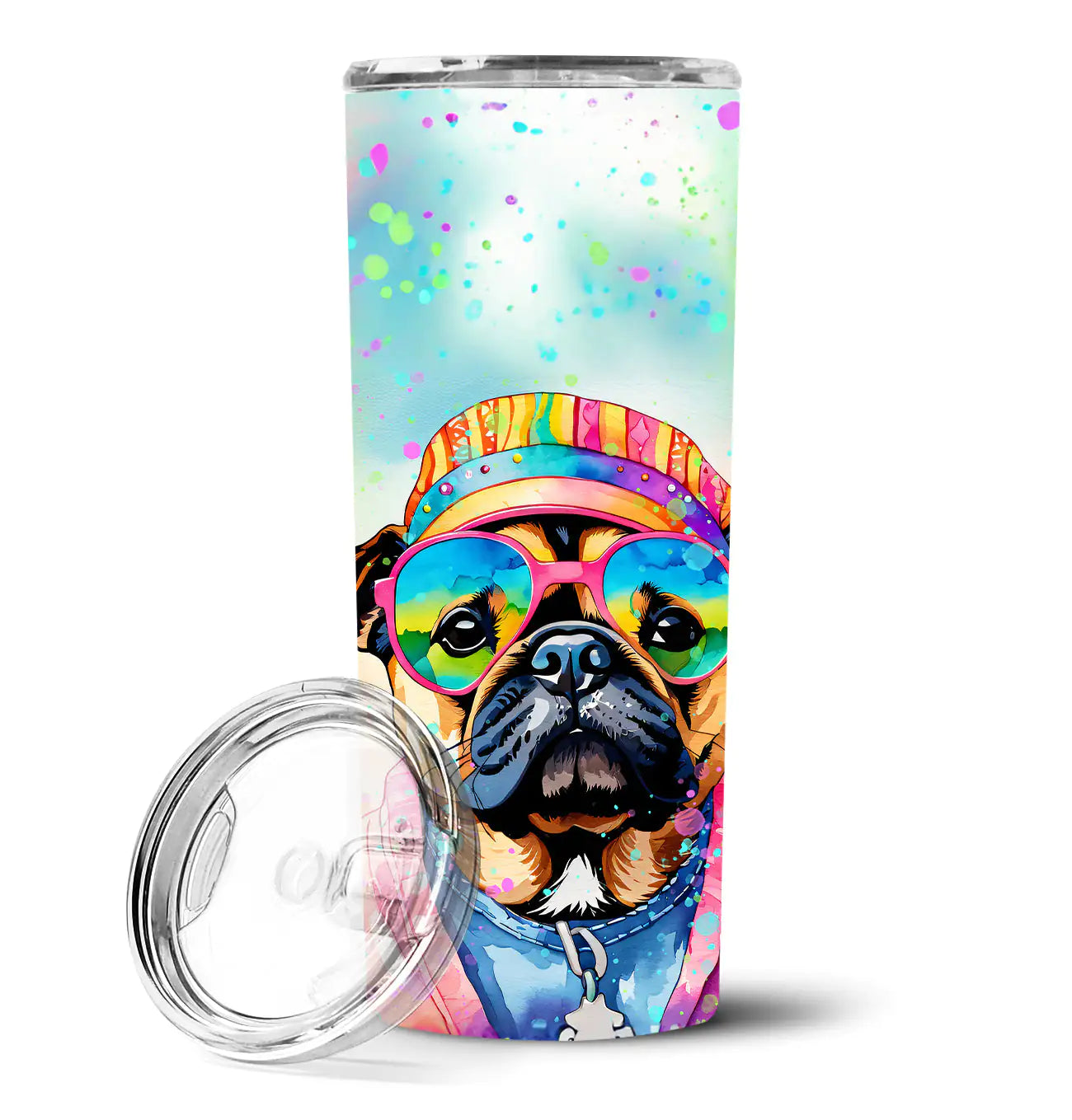 Pug Hippie Dawg Stainless Steel Skinny Tumbler