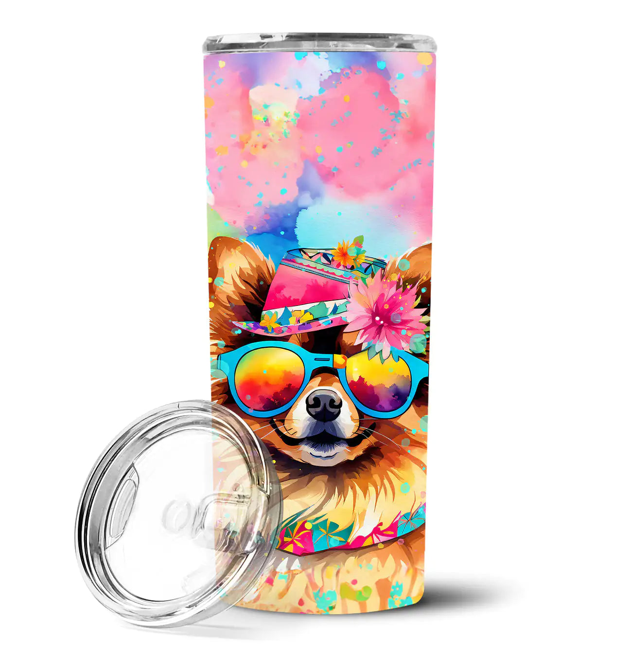 Pomeranian Hippie Dawg Stainless Steel Skinny Tumbler