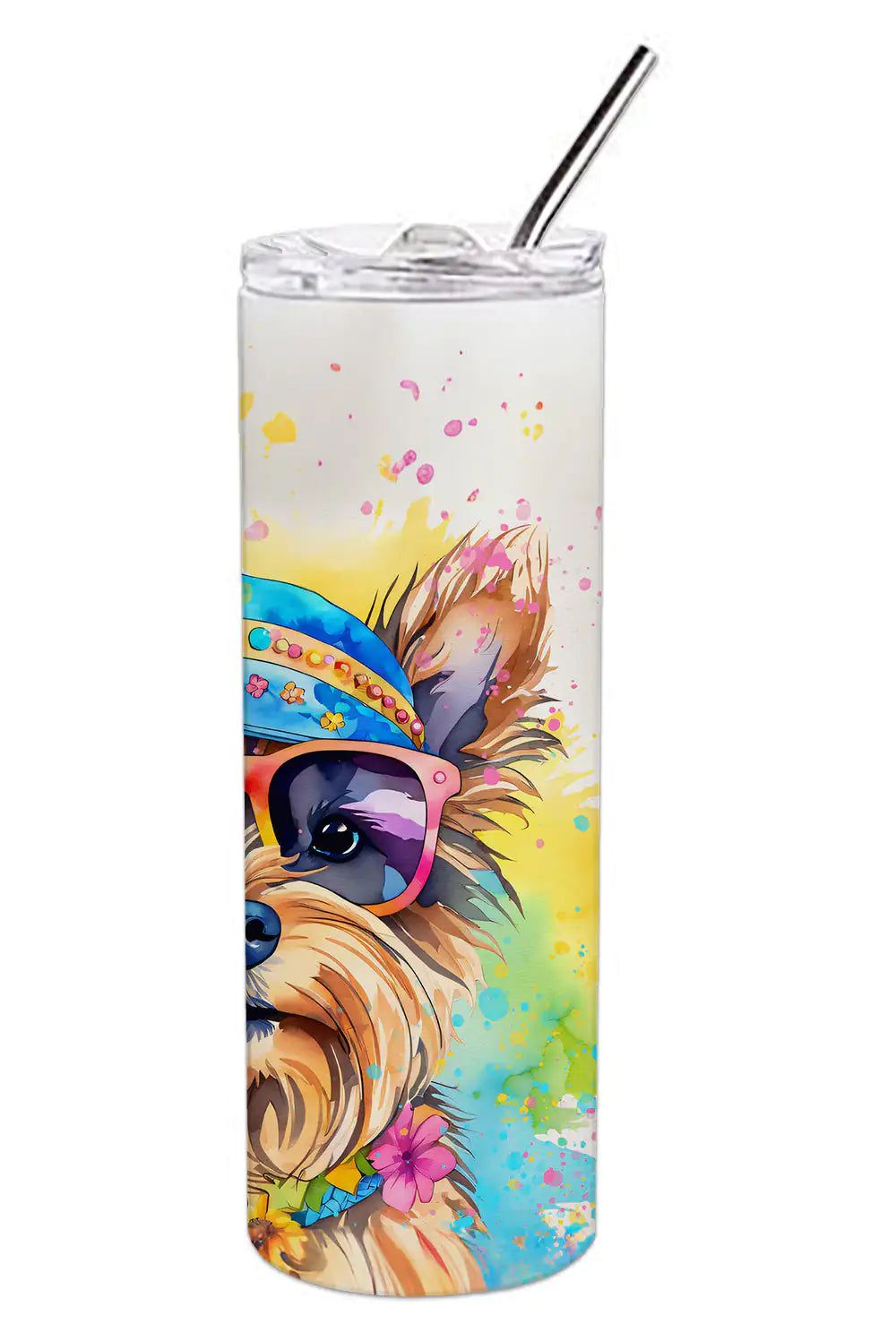 Yorkshire Terrier Hippie Dawg Stainless Steel Skinny Tumbler