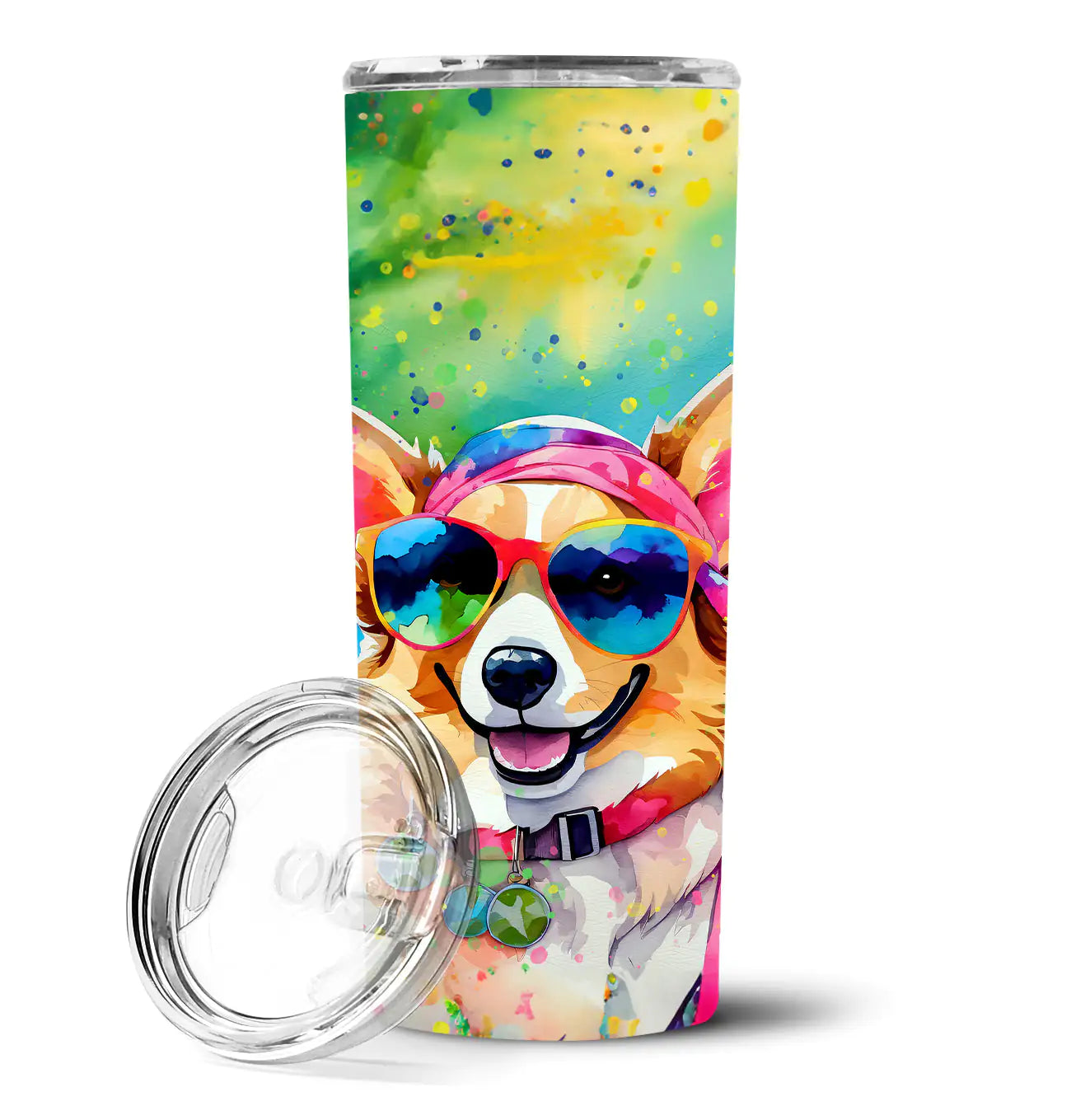 Corgi Hippie Dawg Stainless Steel Skinny Tumbler