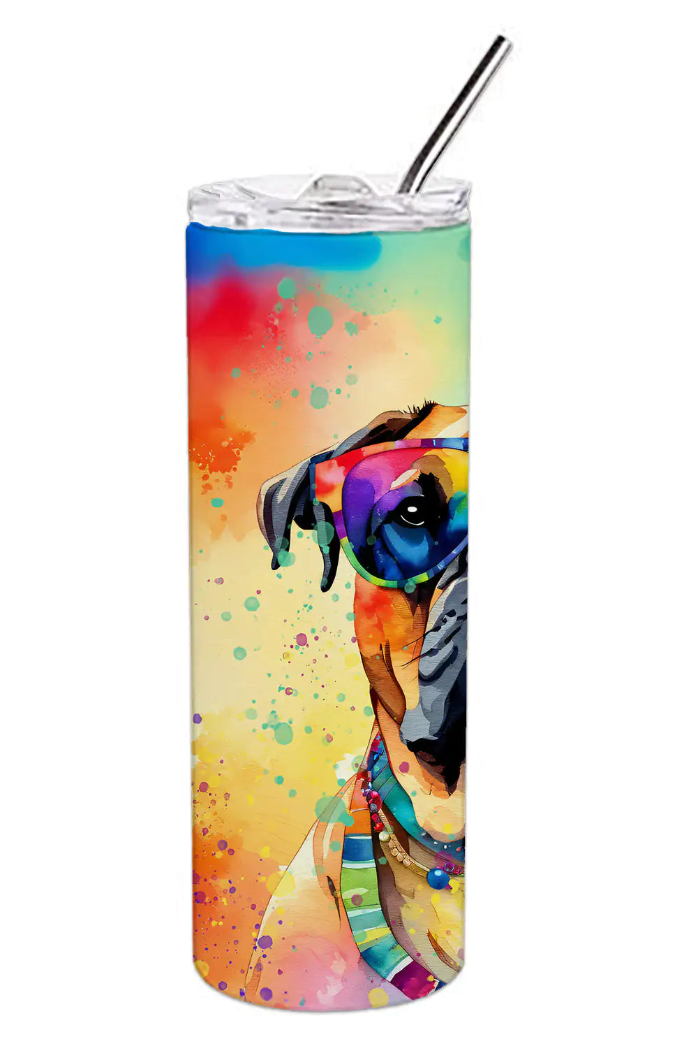 Bullmastiff Hippie Dawg Stainless Steel Skinny Tumbler