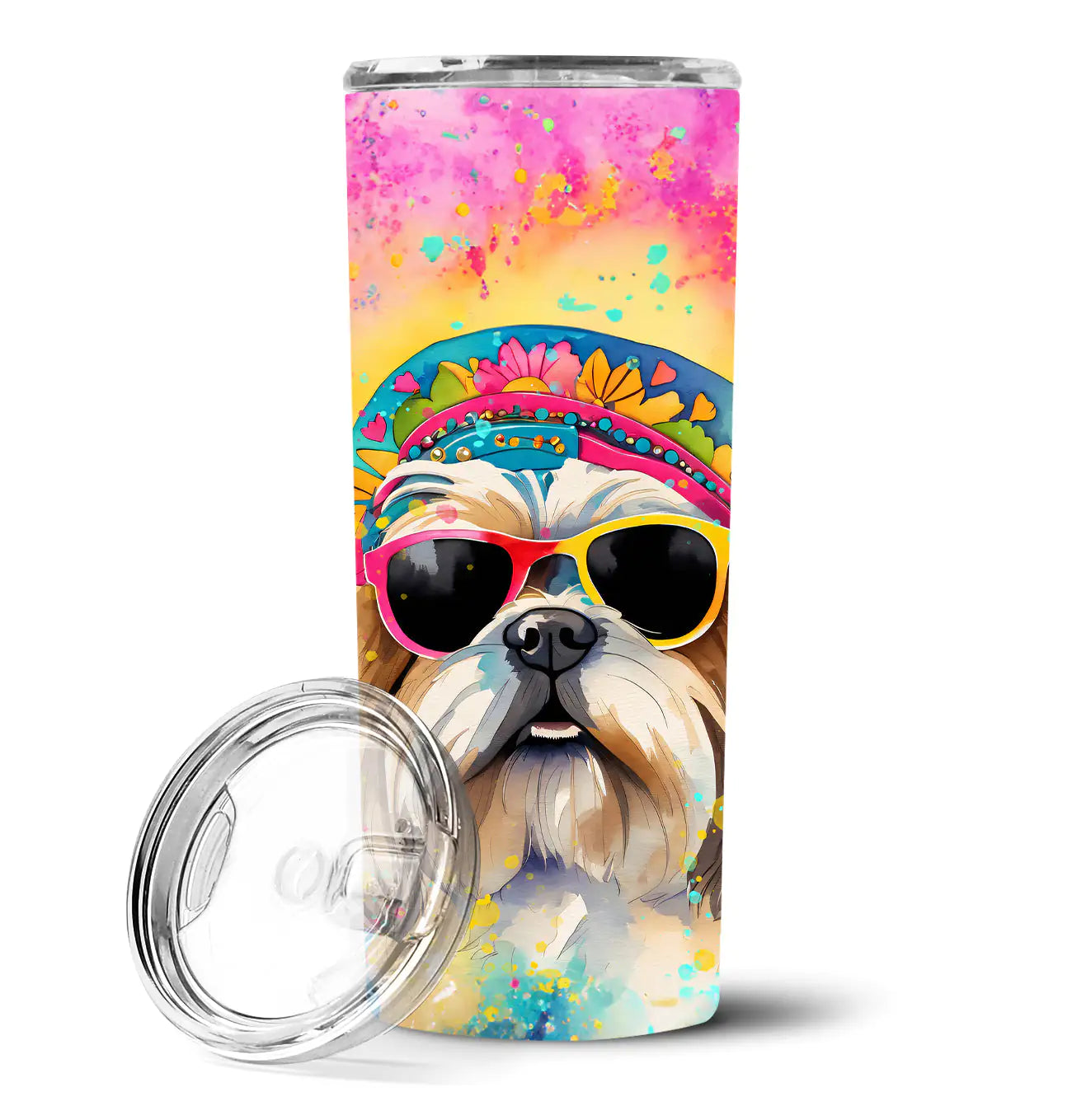 Shih Tzu Hippie Dawg Stainless Steel Skinny Tumbler