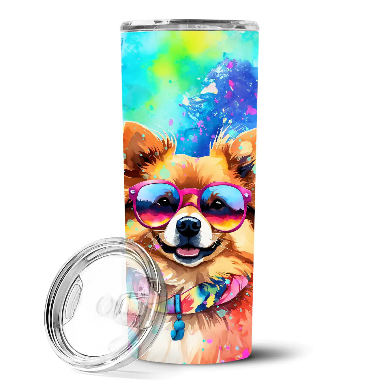 Pomeranian Hippie Dawg Stainless Steel Skinny Tumbler