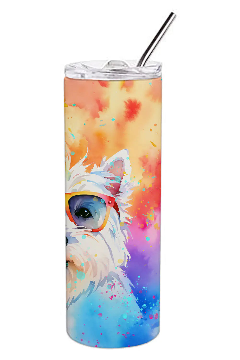 Westie Hippie Dawg Stainless Steel Skinny Tumbler