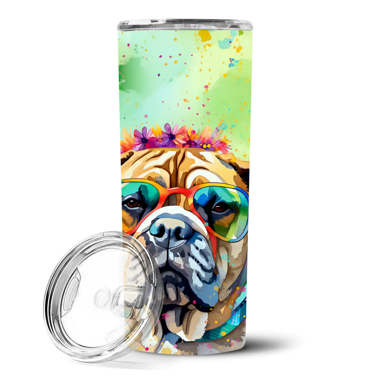 Bullmastiff Hippie Dawg Stainless Steel Skinny Tumbler