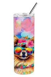 Pomeranian Hippie Dawg Stainless Steel Skinny Tumbler