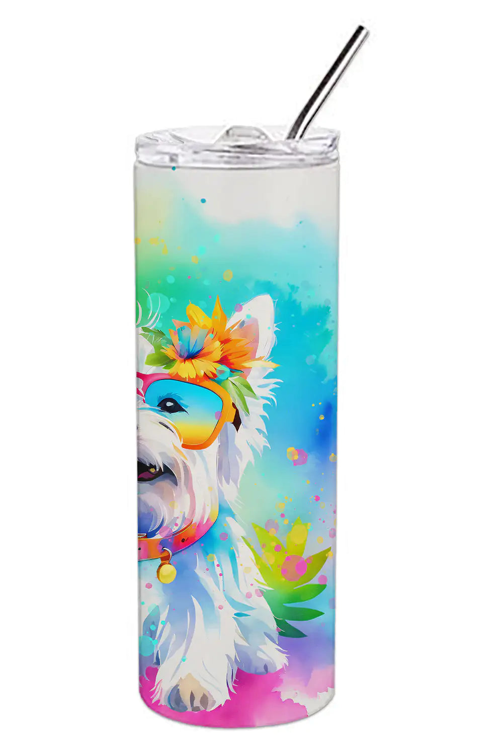 Westie Hippie Dawg Stainless Steel Skinny Tumbler