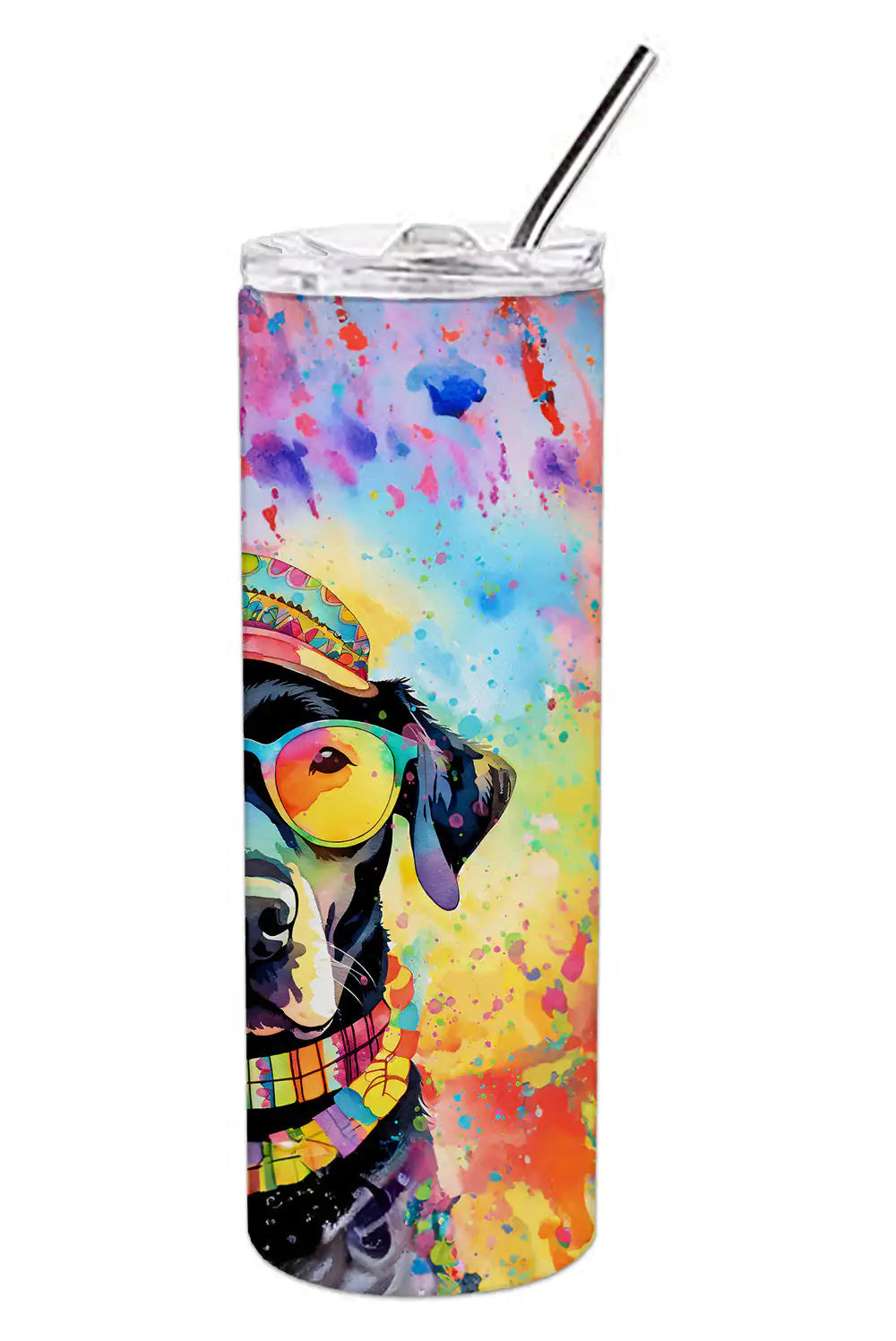 Black Labrador Hippie Dawg Stainless Steel Skinny Tumbler