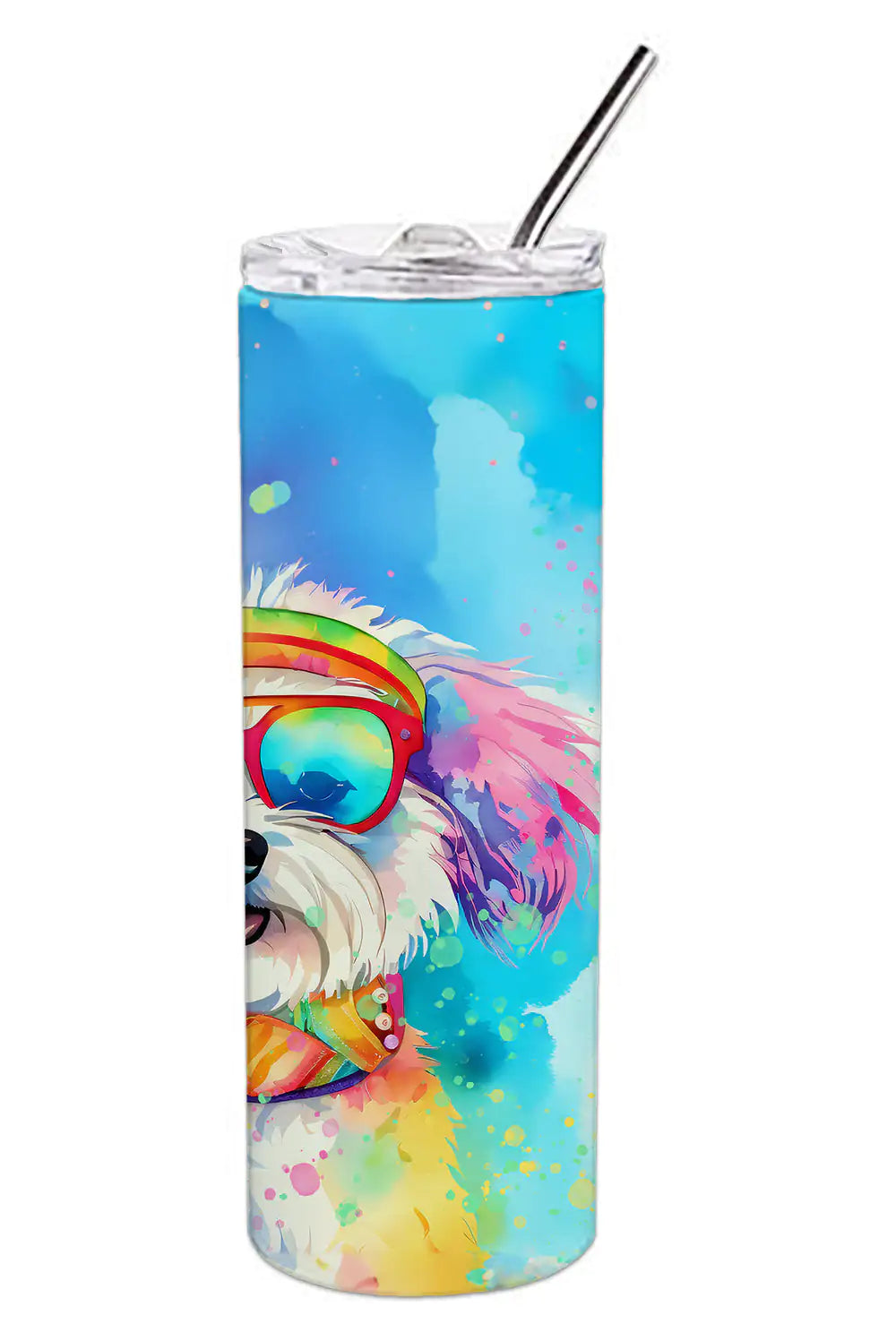 Bichon Frise Hippie Dawg Stainless Steel Skinny Tumbler